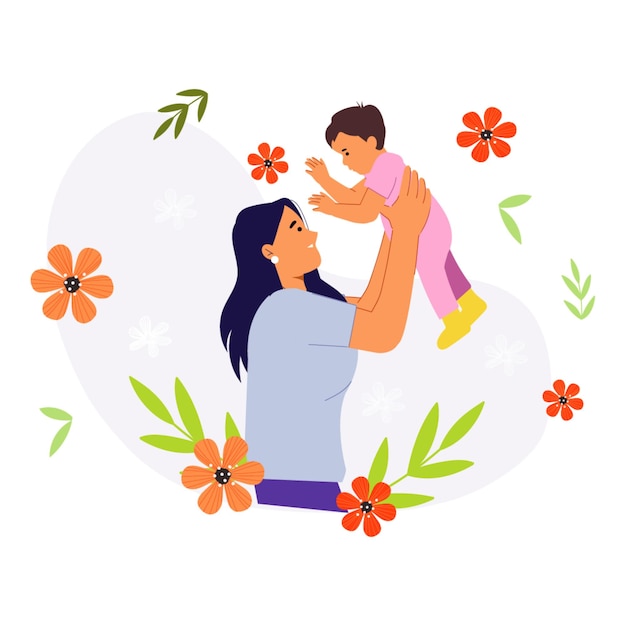 Mutter-Kind-Verbindung Erziehungskonzept Illustration
