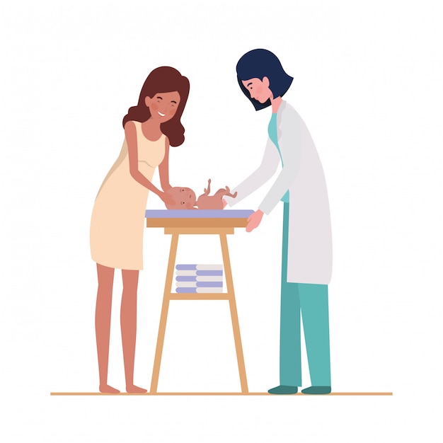 Mutter mit Baby und Doktor