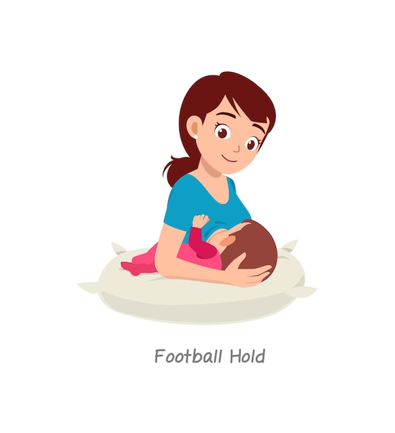 Mutter stillendes baby mit pose namens football hold