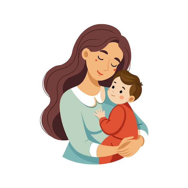 Mutter und Baby besondere emotionale tägliche Momente Vektor-Illustration