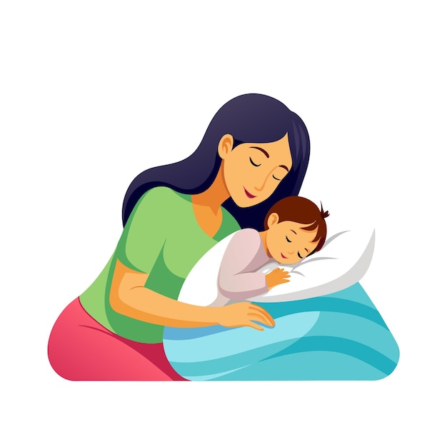 Mutter und Baby besondere emotionale tägliche Momente Vektor-Illustration