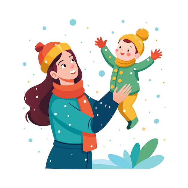 Mutter und Baby besondere emotionale tägliche Momente Vektor-Illustration