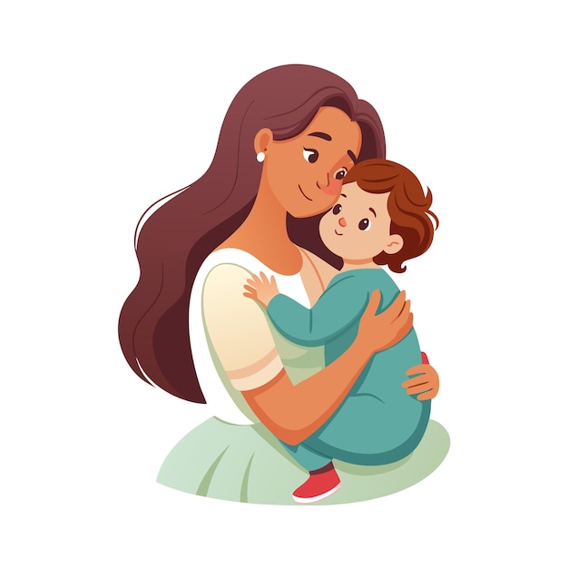 Mutter und Baby besondere emotionale tägliche Momente Vektor-Illustration