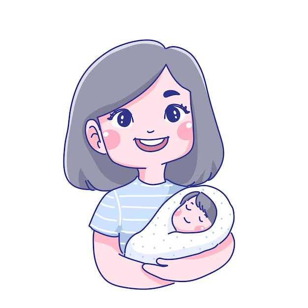 Mutter und baby cartoon illustration