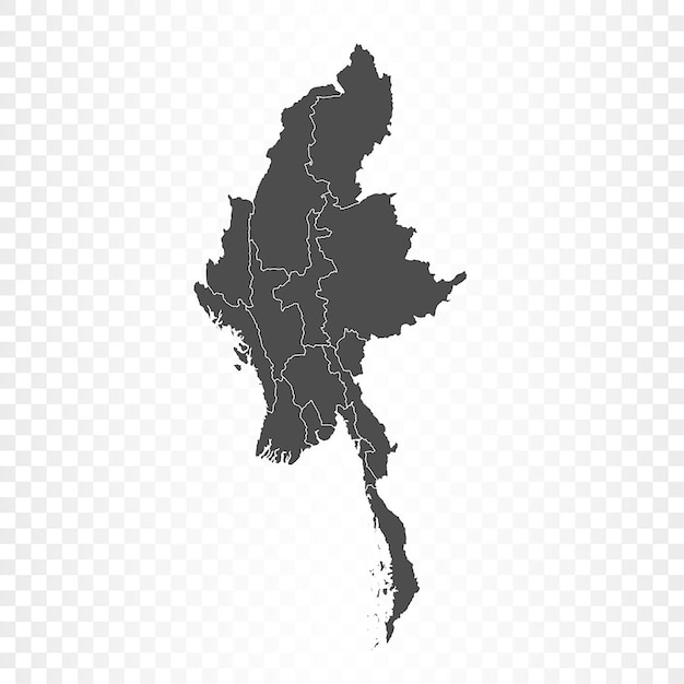 Myanmar-karte auf transparentem hintergrund