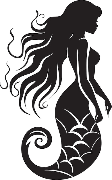 Vektor mystic sea song schwarze meerjungfrau emblem nautical nymph vector meerjungfrau icon