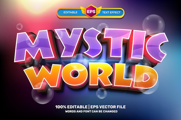 Mystic World Cartoon Glow Bold 3D editierbarer Texteffekt-Stil
