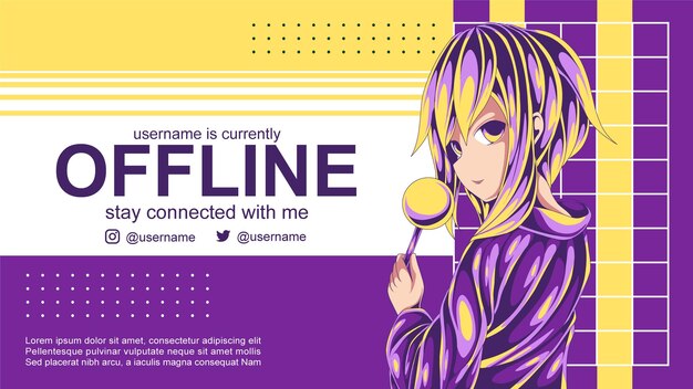 Mystisches kind anime offline-banner für twitch