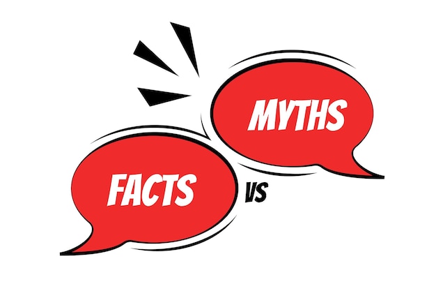 Vektor mythen vs. faktenkonzept der gründlichen faktenprüfung oder des einfachen vergleichs von beweisen
