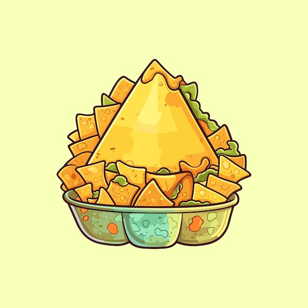 Vektor nachos coole farben kawaii clip-art-illustration für menü-poster-web