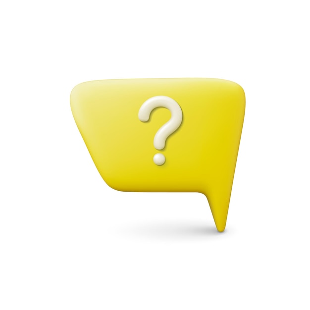 Nachricht 3D-Talk-Sprachballon Denkblase mit Fragezeichen Kommentar oder Chat-Text-Symbol Vektor-Dialogwolke Sprechrahmen-Design von Denkblase-Fragen-Illustration