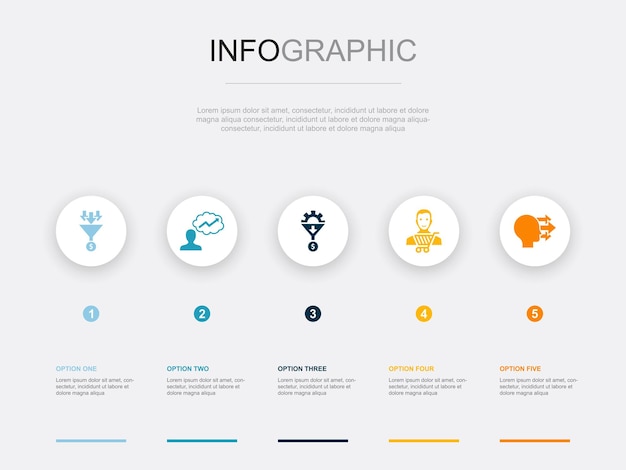 Nachrichten-App-Kommentar-Konversation Social-Media-Benachrichtigungssymbole Infografik-Design-Layout-Designvorlage Kreatives Präsentationskonzept mit 5 Schritten