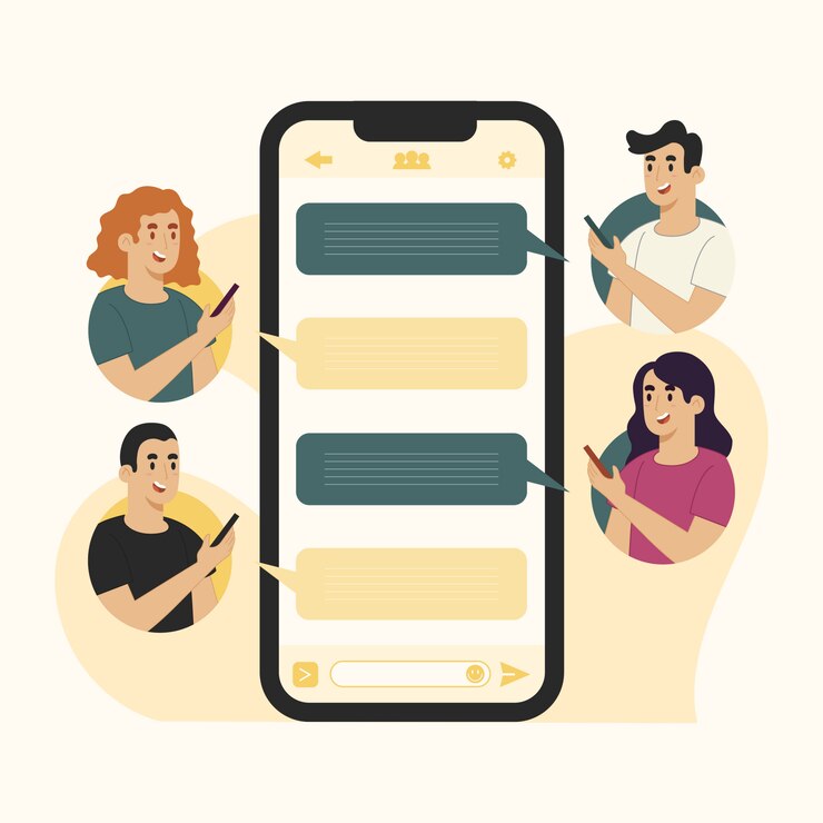 Vektor nachrichtenkonzept mobiler gruppenchat