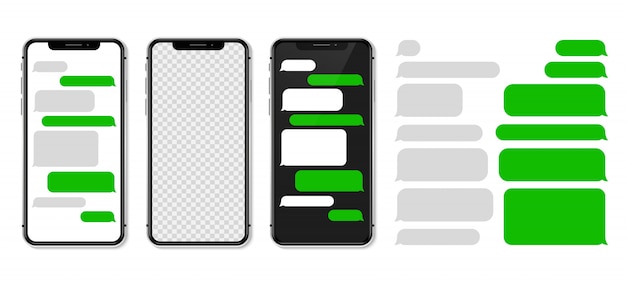 Vektor nachrichtentelefonvorlage chatten sms-vorlagenblasen