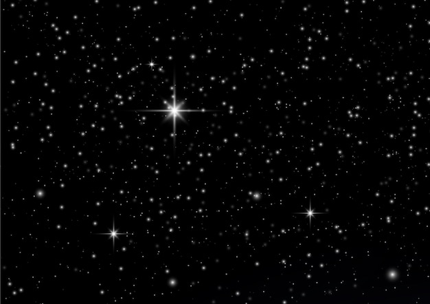 Nacht leuchtender Sternenhimmel Stardust schwarzer Kosmos Hintergrund Weltraum Lichtsterne Galaxy Vector