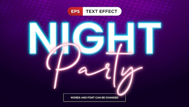 Nachtparty-Neon-Text-Effekt bearbeitbarer Glanz Titeltext-Stil