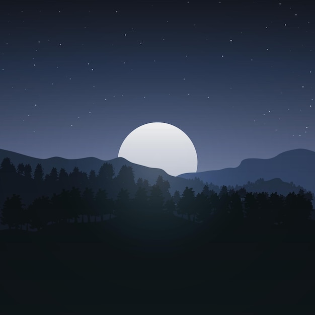 Nachtwaldmond Vecton-Illustration