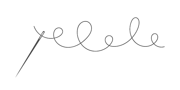 Nadel und faden silhouette symbol vektor illustration schneider logo mit nadelsymbol und kurvig