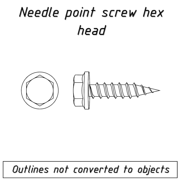Vektor nadelspitze schraube sechskantkopf umriss blaupause