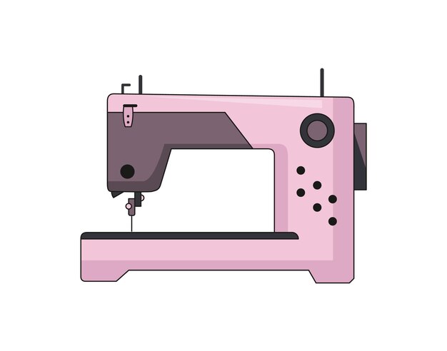 Nähmaschine retro-designform des werkzeugs zum nähen bunte ausrüstung der schneiderin vektorillustration im flachen stil