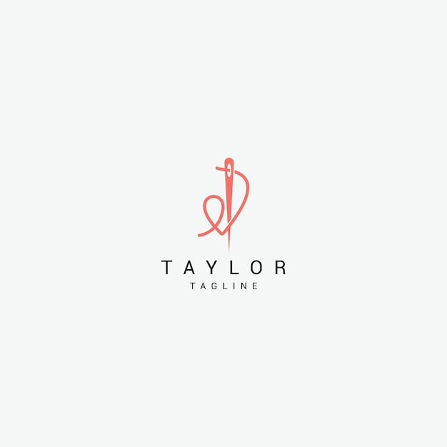 Nähnadel und Faden Logo Icon Design Template Flat Vector Premium