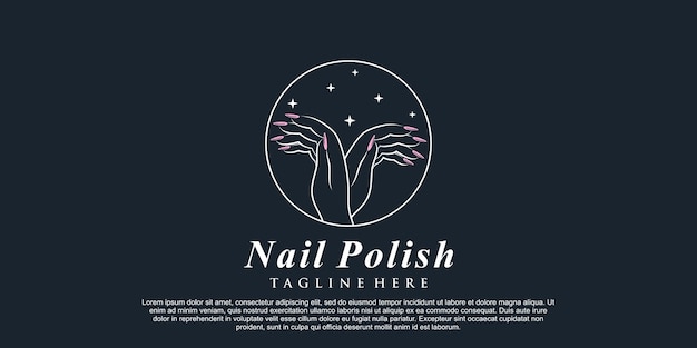 Nagellack-icon-logo-design für nagelstudio oder schönheitsstudio mit kreativem konzept premium-vektor