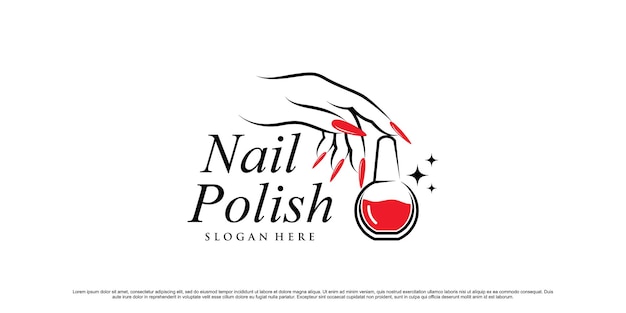 Nagellack- oder Nagelstudio-Logo-Design für Schönheitssalon mit einzigartigem modernem Konzept Premium-Vektor