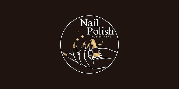 Nagellack- oder nagelstudio-logo-design mit kreativem element und einzigartigem konzept premium-vektor