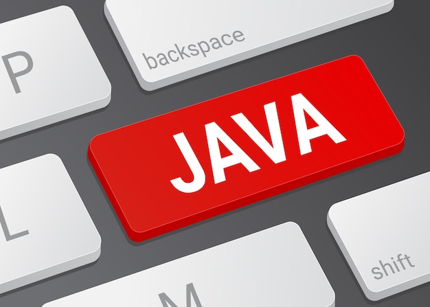 Nahaufnahme der Java-Coding-Schaltfläche auf einer realistischen weißen modernen Tastatur-Illustration eines Laptops