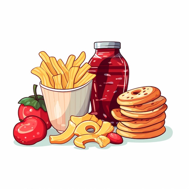 Nahrungsmittelvektor snack illustration essen set icon isoliertes dessert trinken schokolade süßes symbol