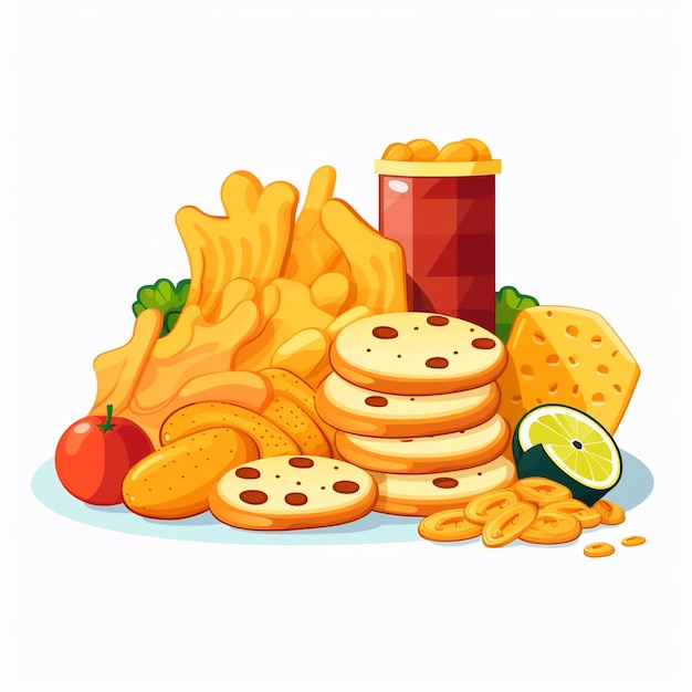 Nahrungsmittelvektor snack illustration essen set icon isoliertes dessert trinken schokolade süßes symbol