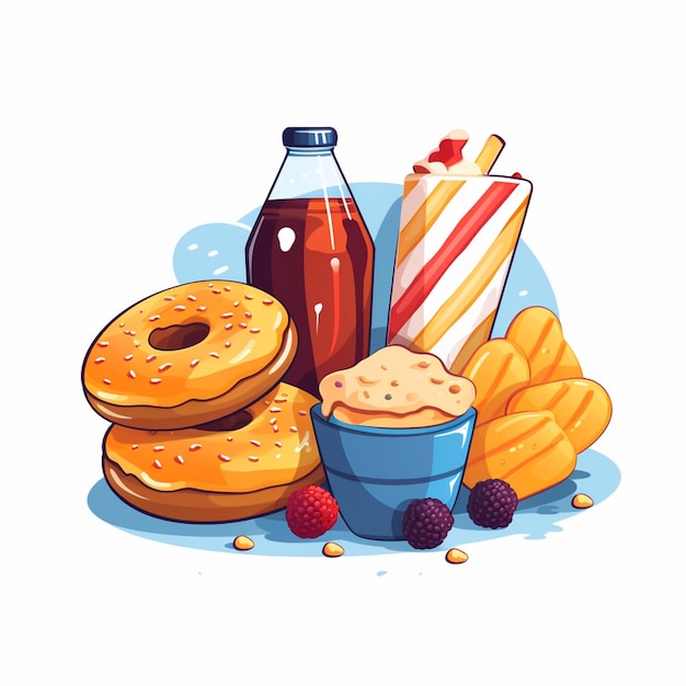 Vektor nahrungsmittelvektor snack illustration essen set icon isoliertes dessert trinken schokolade süßes symbol