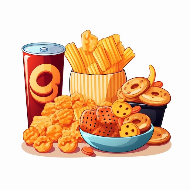 Nahrungsmittelvektor snack illustration essen set icon isoliertes dessert trinken schokolade süßes symbol