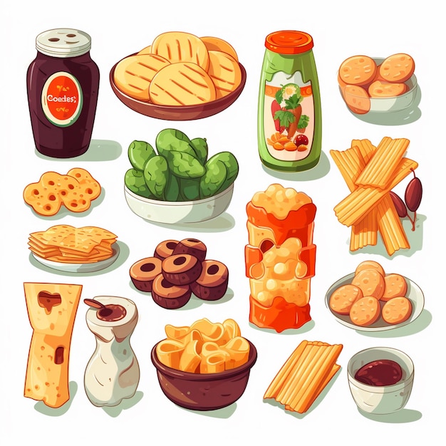 Vektor nahrungsmittelvektor snack illustration essen set icon isoliertes dessert trinken schokolade süßes symbol