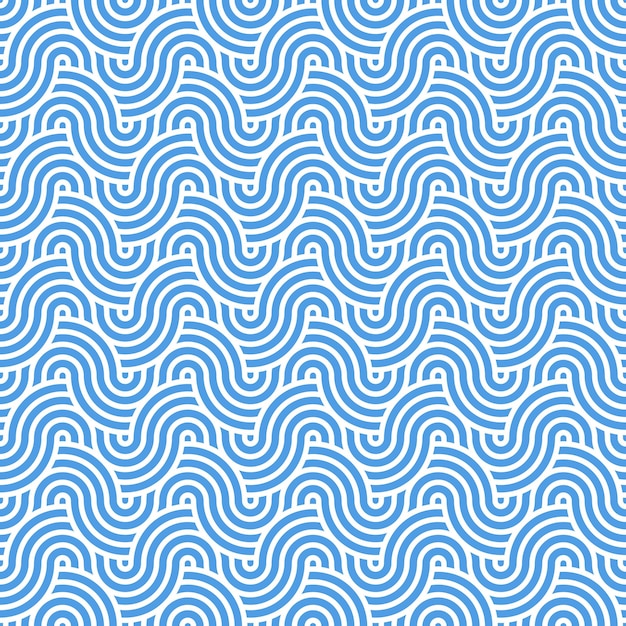 Vektor nahtlose abstrakte blaue geometrische japanische kreise linien und wellen muster