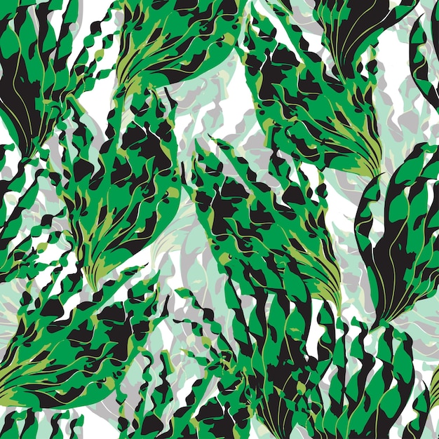 Nahtlose abstrakte grüne blätter muster hintergrund wie eine camouflage-grußkarte oder stoff