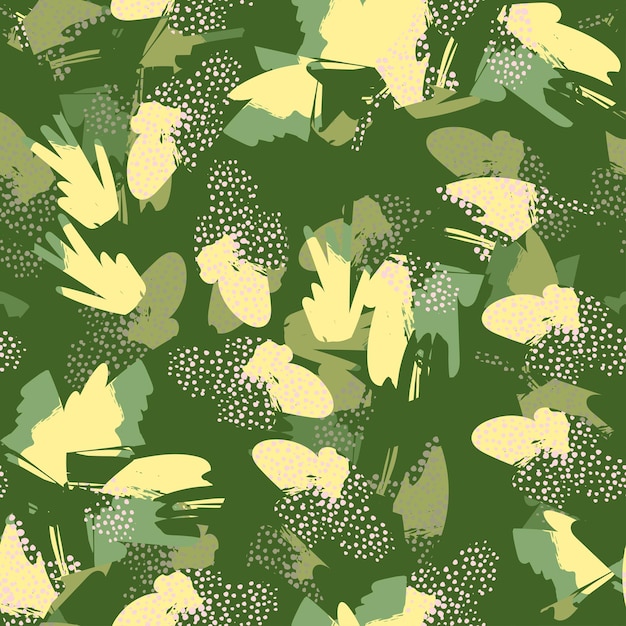 Nahtlose abstrakte handgezeichnete grüne dschungelmuster-hintergrundgrußkarte oder stoff