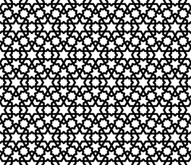 Nahtlose arabische geometrische Verzierung in Schwarzweiss.