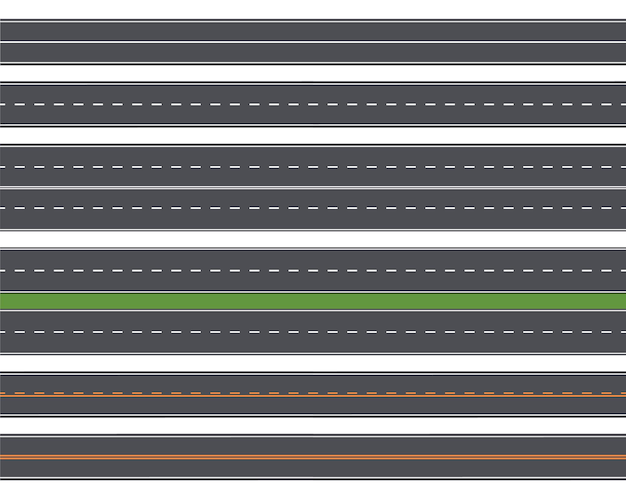 Vektor nahtlose autobahnen gerade straße autobahnstraßen für stadtplan linie horizontale transportstraßenbewegung in der stadt genaues vektormuster