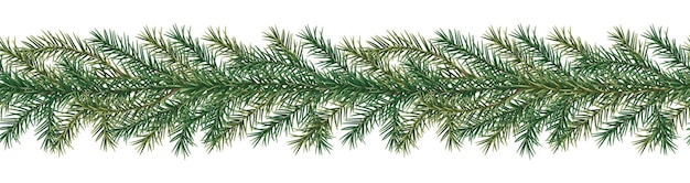 Vektor nahtlose christbaumgirlande isoliert auf weiß ideal zum dekorieren von weihnachten und neujahr hintergründe banner karten etc