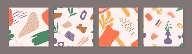 Nahtlose farbenfrohe sommermuster minimalistische trendige abstrakte drucke für textilien handgezeichnete trendige abstrakte illustrationen