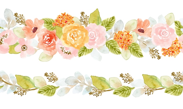 nahtlose Grenze des weichen Blumenaquarells