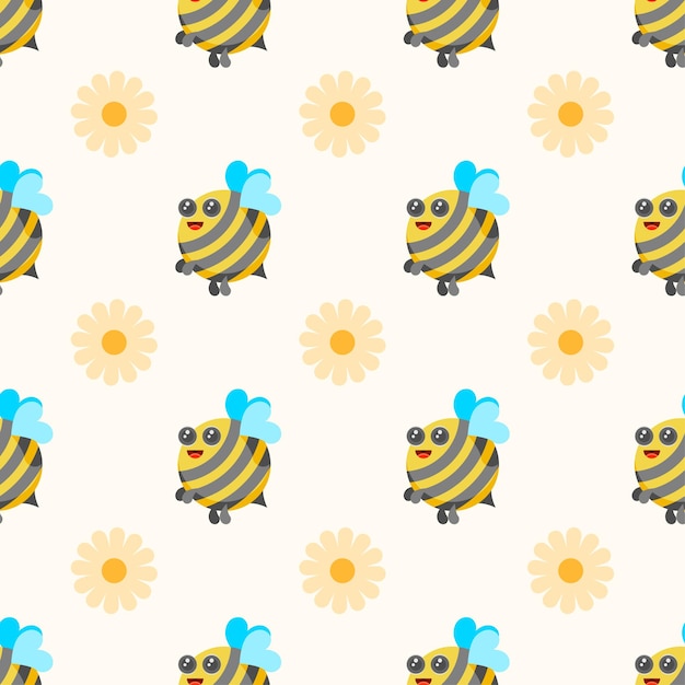 Nahtlose Muster, abstrakte Elemente, verschiedene Bienen-Insekten-Käfer mit Blumen-Vektor-Design-Stil