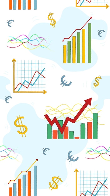 Vektor nahtlose muster aktiendiagramme mit weißem hintergrund nahtlose tapete flache vektorillustration