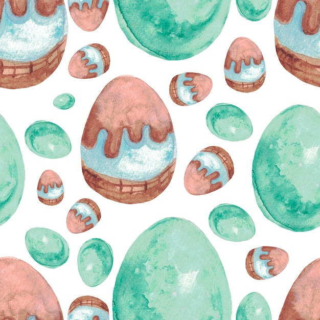 Nahtlose Muster-Aquarell-Eier für Ostern