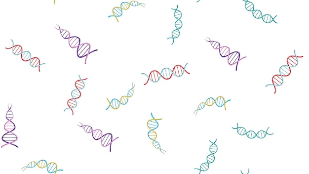 Vektor nahtlose mustertextur von endlosen, sich wiederholenden, medizinisch-wissenschaftlichen, abstrakten strukturen des dna-gens