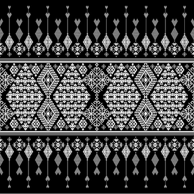 nahtlose Stammes-Stoffmuster schwarz-weißer Hintergrund zum Entwerfen von Stoffen für die Herstellung von Kleidung