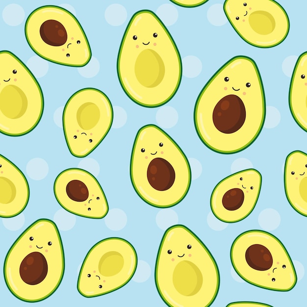 Nahtlose tapete mit niedlicher cartoon-avocado