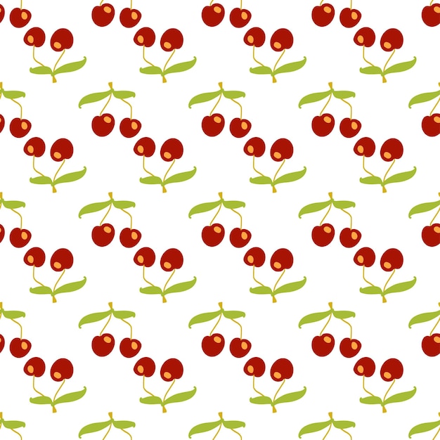 Nahtlose Textur Dekoratives Hintergrunddesign mit sommerlichen Kirschfrüchten Buntes Vektormuster für Textil-Briefpapier Tapete Packpapier Web-Sammelalbum