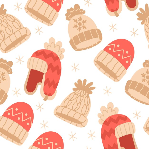 Nahtlose Weihnachts-Winterhüte-Muster